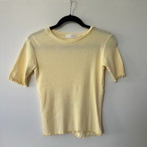 Yellow Lettuce Trim Short Sleeve Top